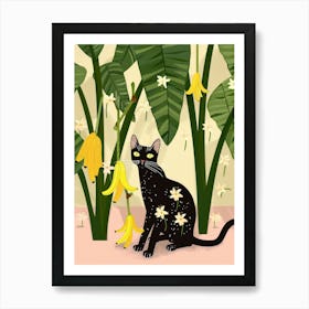 Cat And Bananas 1 Art Print