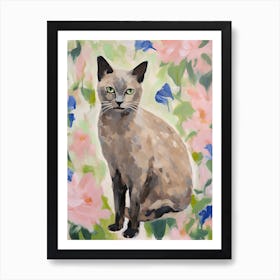 A Burmese Cat Painting, Impressionist Painting 4 Art Print