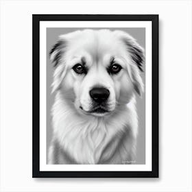 Tibetan Spaniel B&W Pencil Dog Art Print