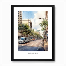 Honolulu Watercolor 4travel Poster Art Print