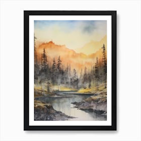 Autumn Forest Landscape Yellowstone National Park 2 Art Print