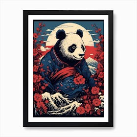 Panda Animal Drawing In The Style Of Ukiyo E 2 Art Print