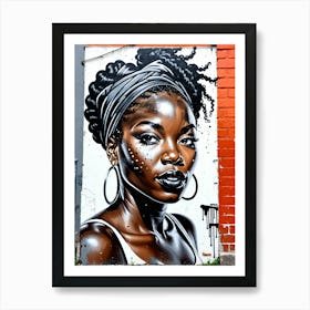 Graffiti Mural Of Beautiful Black Woman 324 Art Print