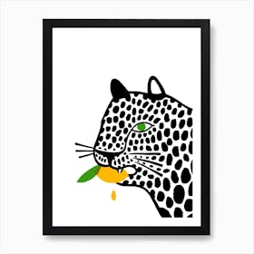 Big Cat Eating A Lemon Art Print