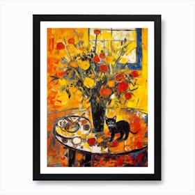 Marigold With A Cat 4 Abstract Expressionism  Art Print