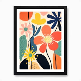 Vibrant Petal Whirl; Chromatic Flower Market Art Print