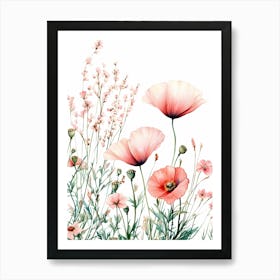 Watercolor Poppies 1 Art Print