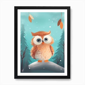 Cute Owlet Scandinavian Style Illustration 2 Art Print