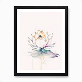 Sacred Lotus Minimal Watercolour 4 Art Print