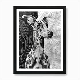 Whippet Dog Line Sketch 3 Art Print