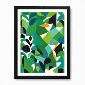 Abstract Green Leaves Art Print