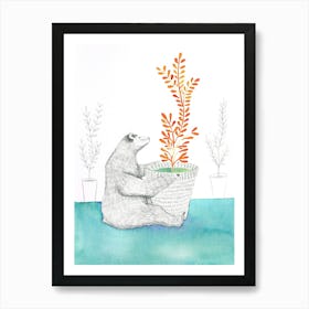 Bear and Plant Art Print