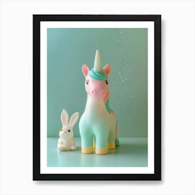 Pastel Toy Unicorn & Toy Bunny 3 Art Print