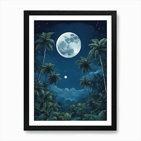 Full Moon In The Jungle 3 Art Print