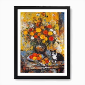 Marigold With A Cat 2 Abstract Expressionism Art Print