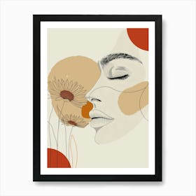 Portrait Of A Woman With Flowers 1 Art Print