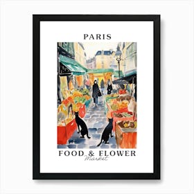 Food Market With Cats In Paris 1 Poster Art Print