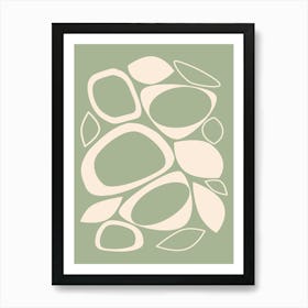 Mid Century Modern Abstract 8 Sage Green, and Ivory Art Print