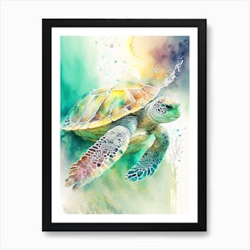 Entanglement Sea Turtle, Sea Turtle Storybook Watercolours 1 Art Print