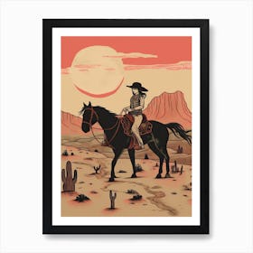 Cowgirl Riding A Horse In The Desert 2 Poster