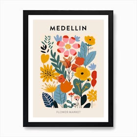 Flower Market Poster Medellin Colombia Art Print