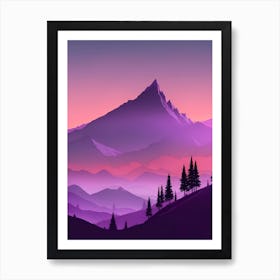 Misty Mountains Vertical Composition In Purple Tone 42 Art Print