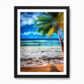 Palm Tree On The Beach Art Print