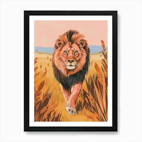 Barbary Lion Hunting Illustration 4 Art Print