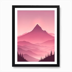 Misty Mountains Vertical Background In Pink Tone 79 Art Print