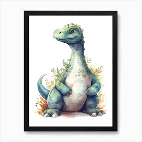 Camarasaurus Cute Dinosaur Watercolour 4 Art Print