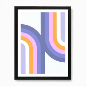 Minimal Abstract Geometric Double Rainbow Very Pery Blue Pink Art Print