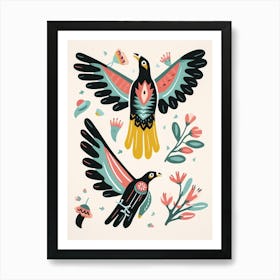 Folk Style Bird Painting Vulture 2 Art Print