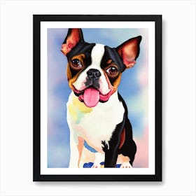 Boston Terrier Watercolour Dog Art Print