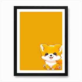 Cute Fox Wallpaper Art Print