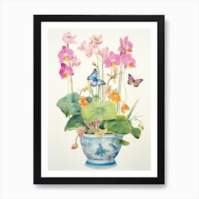 Orchids And Butterflies 2 Art Print