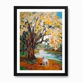 Painting Of A Dog In Royal Botanic Gardens, Kandy Sri Lanka In The Style Of Gustav Klimt 03 Art Print