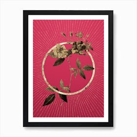 Gold Hudson Rosehip Glitter Ring Botanical Art on Viva Magenta n.0330 Art Print