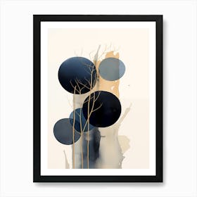 Black, Blue And Gold Abstract Painting 2 Art Print