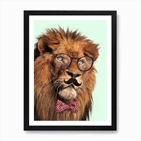 Moustache Lion Art Print