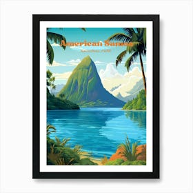 American Samoa National Park Hawaii Island Beach Modern Travel Illustration Art Print