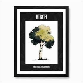 Birch Tree Pixel Illustration 4 Poster Art Print