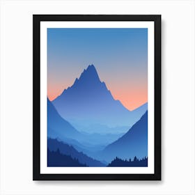 Misty Mountains Vertical Composition In Blue Tone 215 Art Print