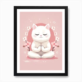 Kawaii Cat Drawings Meditating 4 Art Print