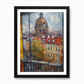 Window View Of Berlin In The Style Of Impressionism 1 Art Print