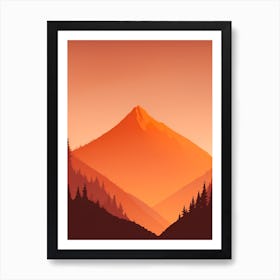 Misty Mountains Vertical Composition In Orange Tone 304 Art Print