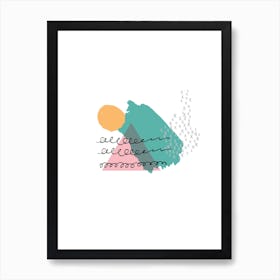 Abstract Pink Mountain and Sun Art Print