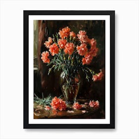 Baroque Floral Still Life Carnations 7 Art Print