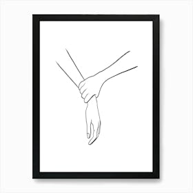 Two Hands Holding Each Other Art Print