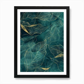 Gold Leaves On The Water Art Print