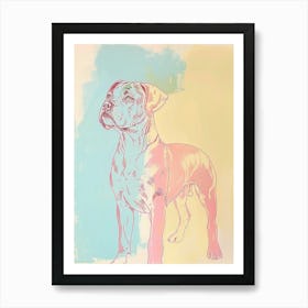 Boxer Dog Pastel Line Illustration Art Print